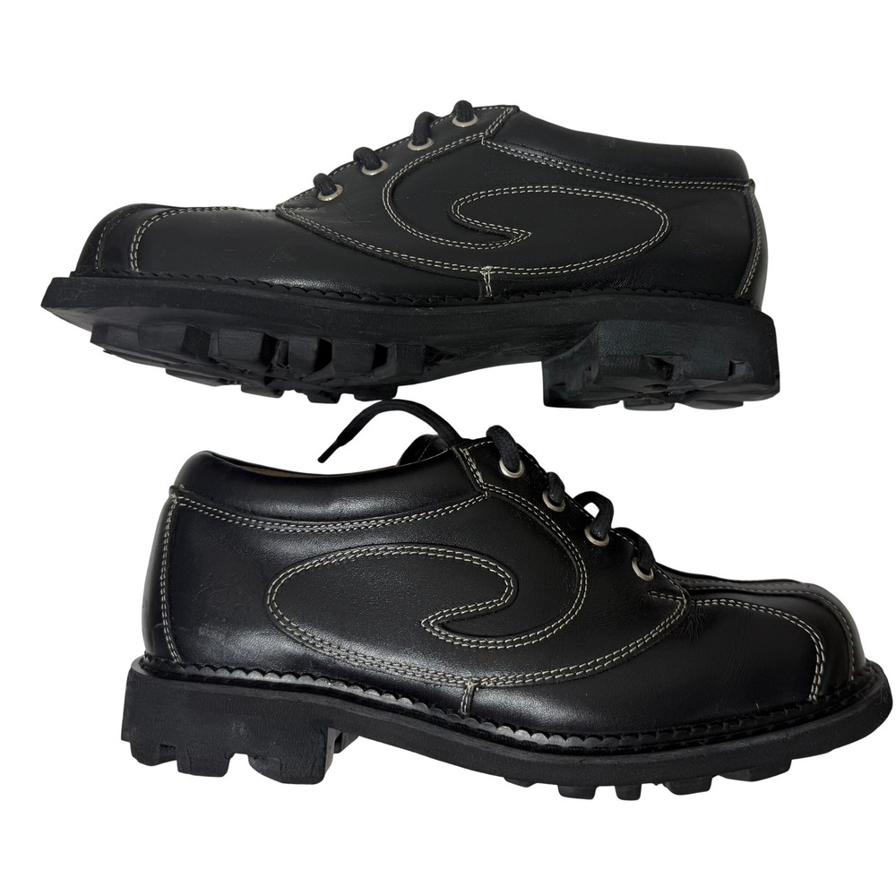 John Fluevog 7th Heaven Angel Black Leather Chunky Shoes US Women 7.5 Men 6